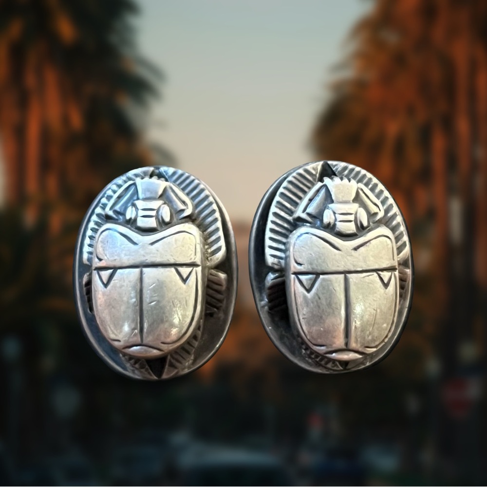 Allan Adler Sterling Silver Scarab Cufflinks, c 1940’s